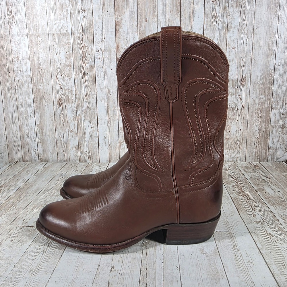 Tecovas The Cartwright Bourbon Calfskin Leather Cowboy Boots Mens 10.5 D Round - Picture 2 of 8